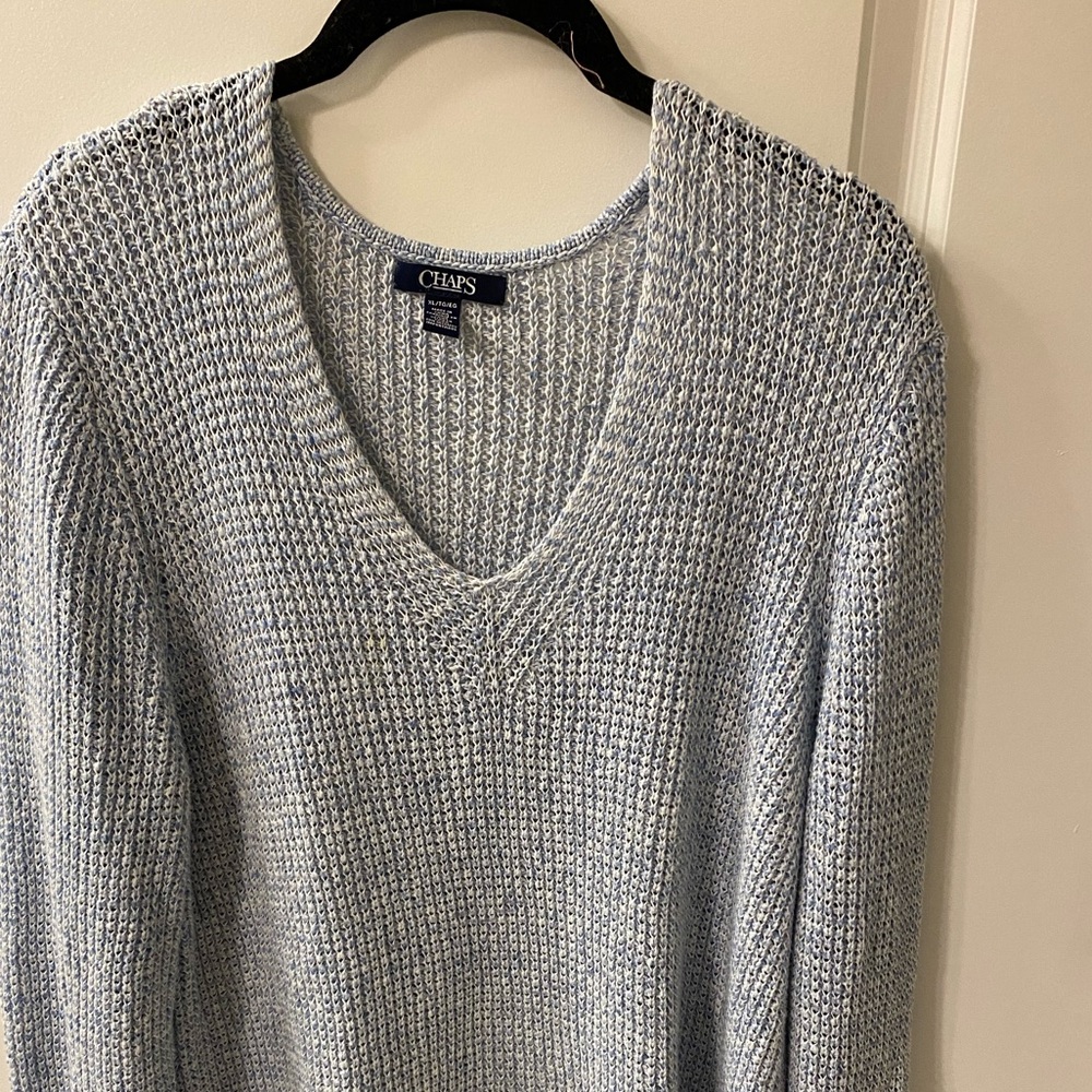 Light blue Algodon cotton Chaps sweater, excellent condition.
